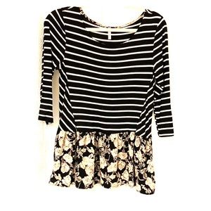 Floral Stripped Peplum Top